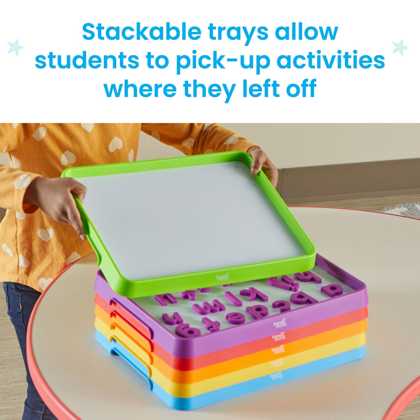 hand2mind Magnetic Dry Erase Activity Trays, Stackable, Magnetic Letter, White Boards for Kids, Science of Reading Materials, Teacher Supplies