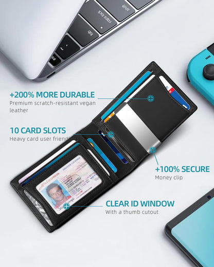 Zitahli Airtag-Wallet-Mens-Slim-RFID Blocking Wallet Leather with Money Clip Air Tag Wallet Card Holder Bifold Gifts for Men