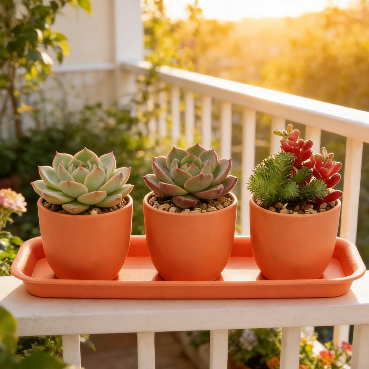 Saihisday 5Pcs Rectangular Plant Tray Terracotta Rectangular Plant Saucer, Plastic Plant Tray Saucer, Rectangular Saucer Pans, Planter Tray Indoors Outdoors Bonsai Pot Service Plate 12 x 5 x 1inch