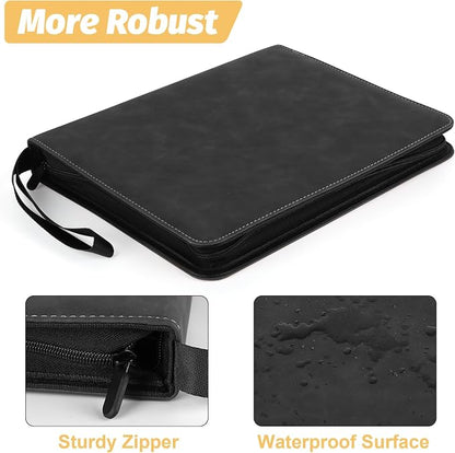 GERMUN 3 Ring 9 Pocket Zipper Card Binder, 720 Double Sided Standard PU Trading Card Album Folder for TCG & Sports Cards, Not Fit Top Loaders (Marble Black)
