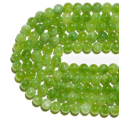 8mm Natural Green Peridot Gemstone Beads Polished Round Smooth Stone Beads for Bracelets Jewelry Making 15inch Loose Beads