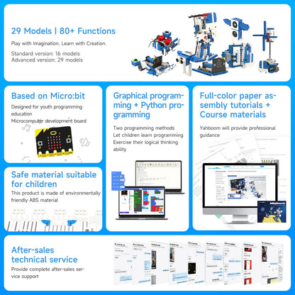 Yahboom Micro:bit Building Block Robot Kit 16 in 1 STEM Projects Advanced with Sensor Module DIY Toys for Kids 10+ Gifts for Christmas (Advanced Kit)