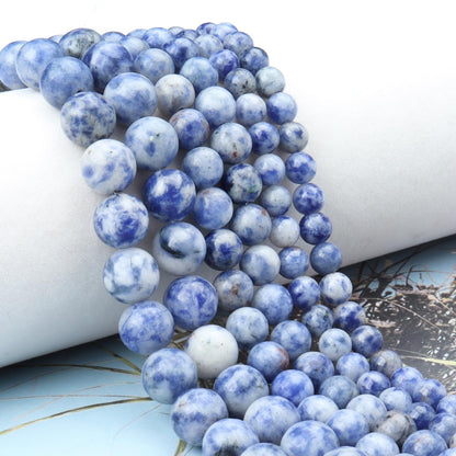 Siomia 60pcs 6mm Natural New Blue Sodalite Gemstone Beads Energy Healing Crystal Round Loose Stone Beads for Jewelry Making, DIY Bracelets Necklaces