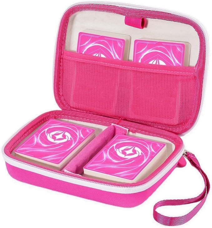 ProCase Collectible Trading Card Case, Hard Travel Carrying Storage Box Holds 300+ Cards for MTG, TCG, Yu-Gi-Oh, Lorcana, Holder Organizer with Removable Divider and Multiple Color Options -Pink