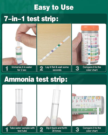 Pawfly 8 in 1 Aquarium Test Strips, 75 Strips Fish Tank Water Testing kit for pH Chlorine Nitrate Nitrite Carbonate Hardness Total Alkalinity & Ammonia Water Quality Freshwater Saltwater Test Kit