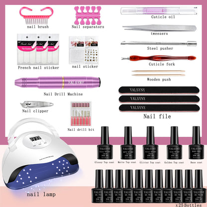 NAIL POLISH KIT with U V Lamp and Drill Starter Kit 36 Colors Gel Nail Polish Nail Art Gel Manicure Kit