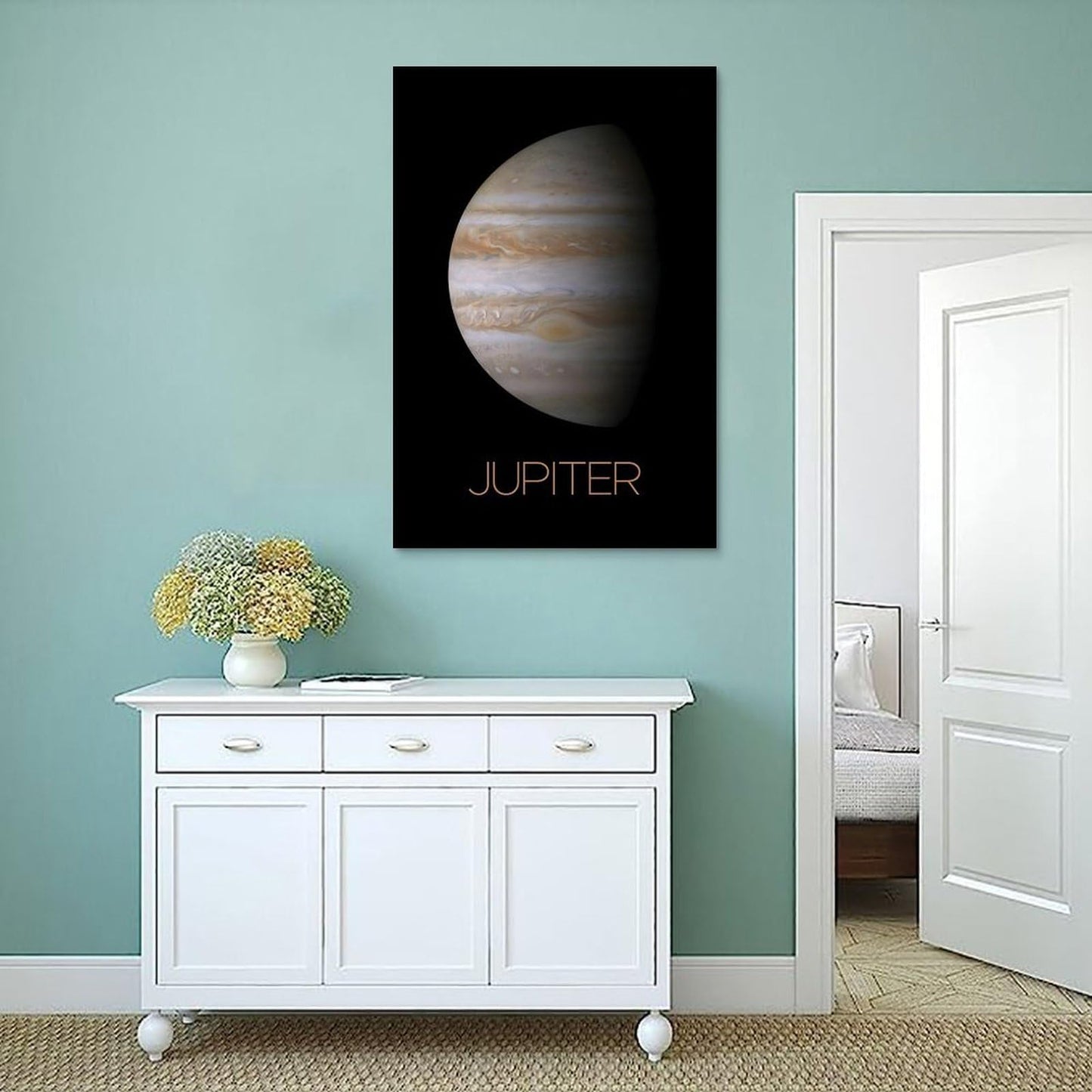 XIAOLOUTINYU Solar System Canvas Wall Art - Jupiter Planet Space Poster for Kids Room Bedroom Classroom, STEM Educational Astronomy Decor, Science Gift for Boys Girls Teens, 12x18 Inch Unframed
