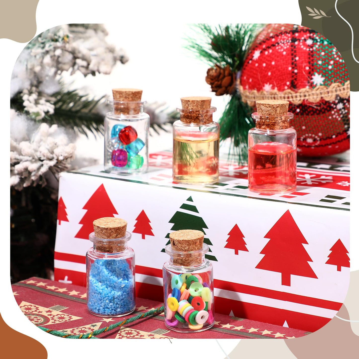 Bokon 100 Packs Mini Plastic Bottles with Corks Stoppers Eye Screws Funnels Small Potion Bottles Tiny Clear Sand Art Jar Wishing Vial for Birthday Party DIY Crafts Gift