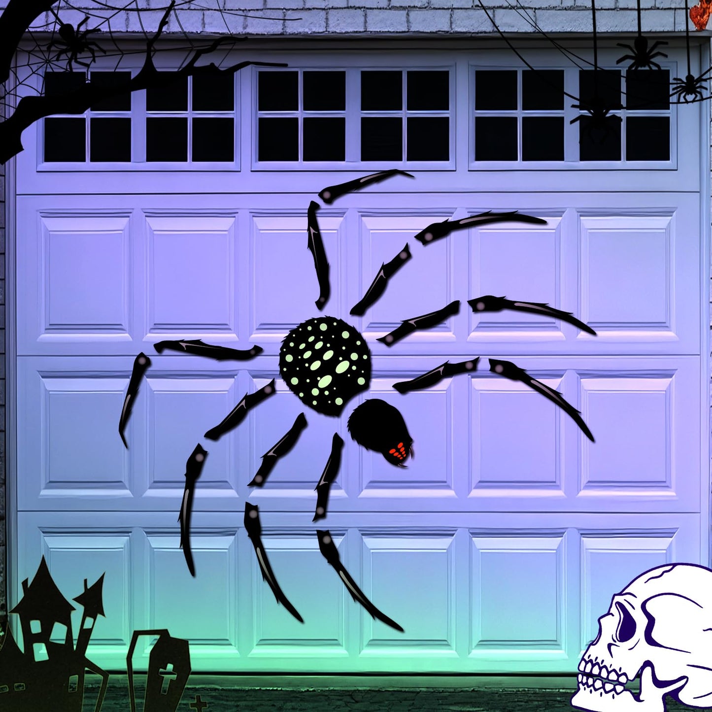 ROESIS 70" Halloween Garage Door Decorations Magnets Large Spider, Garage Door Halloween Decorations Magnetic Stickers for Garage Doors, Metal Surfaces, Cars
