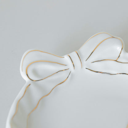 COLLECTIVE HOME Custom Initial Ceramic Jewelry Tray with Bow - Ring Holder & Earring Dish | Christmas Gift Idea for Women, Unique Birthday Present for Her (A)
