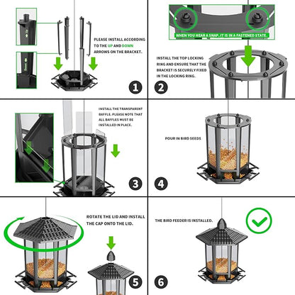 Birdream 2 Pack Bird Feeders for Outdoor Hanging, Retro Pagoda Design Fun Installation Bird Feeder, Attracting Wild Birds Chickadees Goldfinches Cardinals Finches and Sparrows