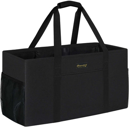 GhvyenntteS Extra Large Utility Tote Bag, Stand Up Utility Tote with Metal Wire Frame & Hard Bottom Board, Reusable Grocery Bags With Handles, Extra Large Beach Bag, Collapsible Car Tote