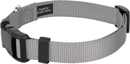 Country Brook Petz - Everyday Nylon Dog Collar and Leash - 10+ Cool Colors (3/8 Inch, Extra Small, Silver)
