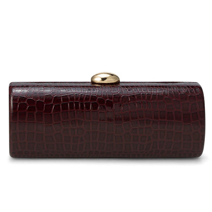 Buric Vegan PU Leather Evening Clutch Purses Crocodile Pattern Handbags Formal Envelope Shoulder Bags for Party Wedding Prom Brida Wine Red