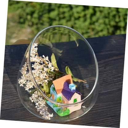 Toyvian Succulent Vase Set 3pcs Slant Cut Glass Ecological Bottles Micro Landscape Desktop Terrarium Containers for Home Office Decor