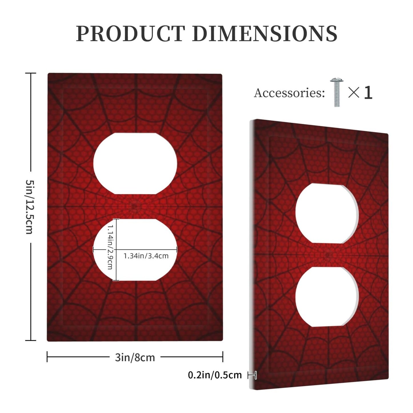 Lolreai Outlet Covers Red Black Spider Web 1 Gang Duplex Light Switch Cover Plate Decorative Wall Plates Electrical Switchplate Receptacle for Kids Room Home Decor（2 Pack）