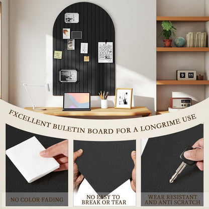 JBER Large Arched Felt Bulletin Board 36" x 24" - 6 Pack Felt Wall Tiles, Cork Board Alternative to Use in Office & Home Decor, Classroom Decor, Vision Board to Display Your Photos(Black)