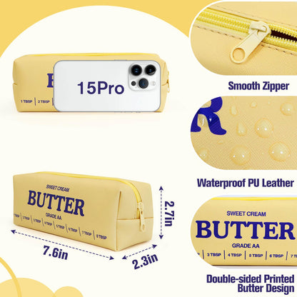 Funny Butter Sticks Soft Pencil Case Pouch College School Supplies, Pencil Box with Zipper for Teen Girls Boys Women Men Adults, Pen Bag Back to School Essentials Stationary Gift for Student Teacher