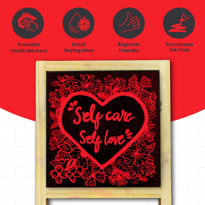5 Red Chalkboard Chalk Markers - Red Dry Erase Markers for Blackboard, Chalkboard Signs, Windows, Glass | Variety Pack - Fine & Jumbo Size Ink Pen (1mm, 3mm, 6mm, 10mm, 15mm)