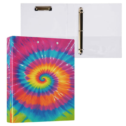 Tie Dye Round Ring Binders 1.5 Inch Rainbow 3 Ring Clipboard Binder for Office School Work Supplies File Folder 200 Sheet Capacity