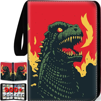 1008 Card Binder 9 Pocket, 3-Ring Trading Card Binder with 56 Page Removable Sleeves, High Storage Waterproof Trading Card Holder Collection Card Album Organizer Case for TCG Cards - Fire