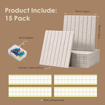 Large Bulletin Board 59" X 36" Cork Boards for Wall Alternative 15 Pack Oatmeal Fine-Stripe Felt Bulletin Board 96 Safe Adhesive 35 Push Pins for Office School Home Room Decor
