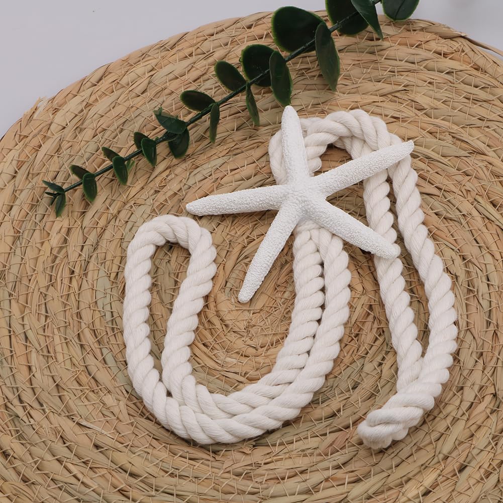 Starfish Curtain Tiebacks - Hand-Woven Rope Tiebacks for Indoor & Outdoor Decor, Perfect for Coastal Bedroom Curtains & Living Room Window Decor(4PCS)