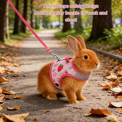 Small Pet Harness and Leash, Escape Proof Rabbit Vest with Soft Edges Dual Safety Buckles for Bunny Guinea Pig Ferret Chinchilla (M)