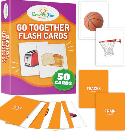 Go Together Flash Cards for Kids & Adults – 50 Realistic Matching Picture Cards for Speech Therapy, Dementia Activities, ESL, Autism Learning, Memory & Language Development, Classroom & Home Use