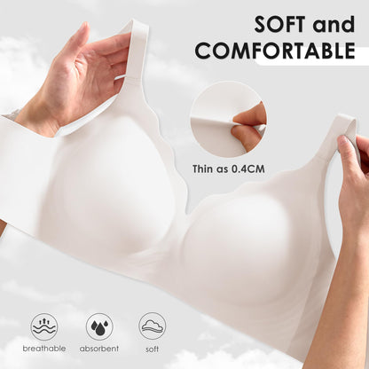 Wireless Seamless Jelly Bra for Women with Support - No Underwire Full Coverage Push Up Bras for Women