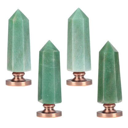 Cheungshing Green Aventurine Crystal Hexagon Prism Wax Seal Stamp, Detachable Vintage Copper Seals for Invitation Cards for Wedding Christmas Halloween Thanksgiving Gift, Snowflake Pattern