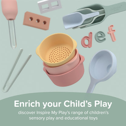 Inspire My Play 25 x Mini Silicone Building Blocks for Sensory and Messy Play - Construction Bin Filler - Creativity for Kids