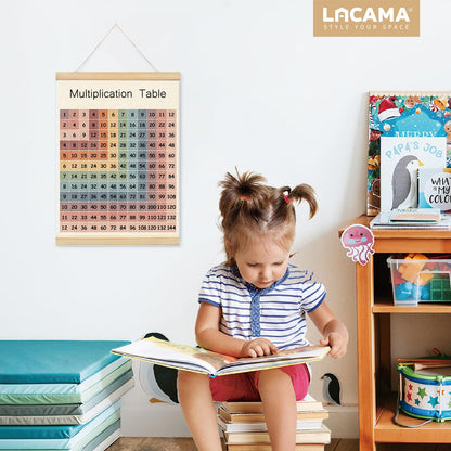Lacama Multiplication Chart Poster for Kids,Educational Table Banner Poster Hanger Frame for Classroom,Math Multiplication for Homeschool Kids's Room Classroom Playroom