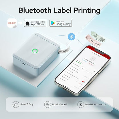NIIMBOT Label Maker Machine Bluetooth Label Printer for School Home Office Organization, Wireless Mini Labeler D110 Upgraded Version, Label Machine with 1 Label Tape, Blue