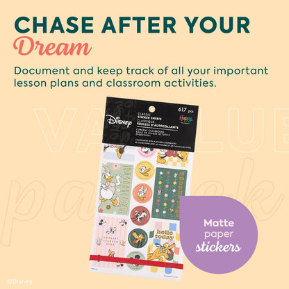 Happy Planner Disney 30-Sheet Sticker Set for Planners, Calendars, and Journals, Easy-Peel Stickers, Scrapbook Accessories, Current Classroom, 617 Stickers Total