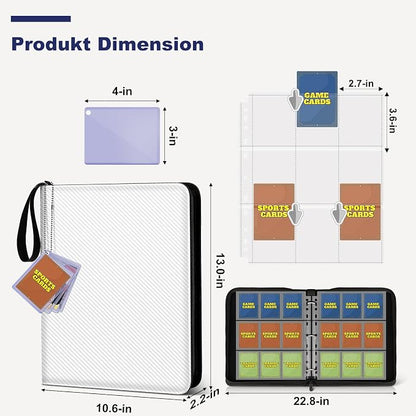 Mlikero Trading Card Binder, 9 Pocket Card Binder with Card Display Design, 720 Double Sided Pocket Collection Binder, Card Albums for MTG, TCG, and Sports Cards(White)