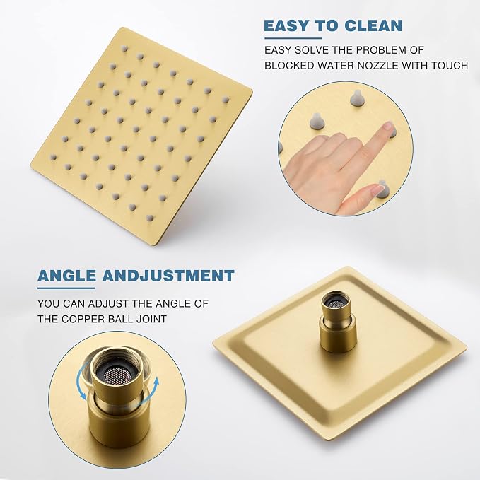 Esnbia Shower Kit, Shower Faucet Set（Valve Included) with 6-Inch Rain Shower Head, Single-Handle Shower Trim Kit, Brushed Gold