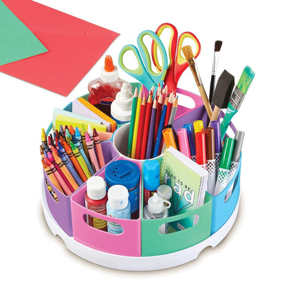 Learning Resources Create-a-Space Storage Center Pastel - Rotating Caddy Organizer for Kids, Art Supply Organizers for Markers, Pens and Pencils, Classroom Table Caddy for Teachers