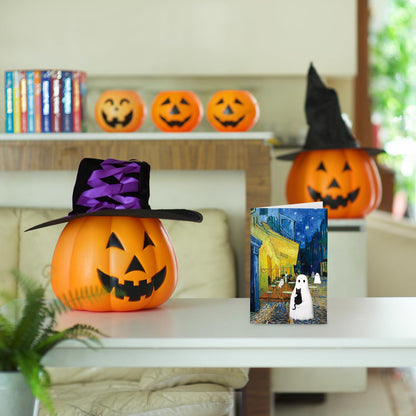 JarThenaAMCS 36 Pcs Halloween Greeting Cards Van Gogh Ghost Blank Note Cards with Envelope Stickers for Party Invitations, 4 x 6 Inch