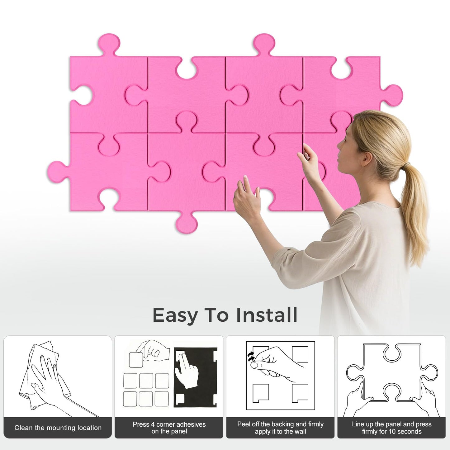 Felt Bulletin Board Tiles 31.5" x 20" Cork Board Alternative 6 Pack with 30 Pushpins 40 Adhesive Tabs Felt Wall Tiles Cork Boards for Walls Thick Slat Wall Panels for Home Office Classroom Decor