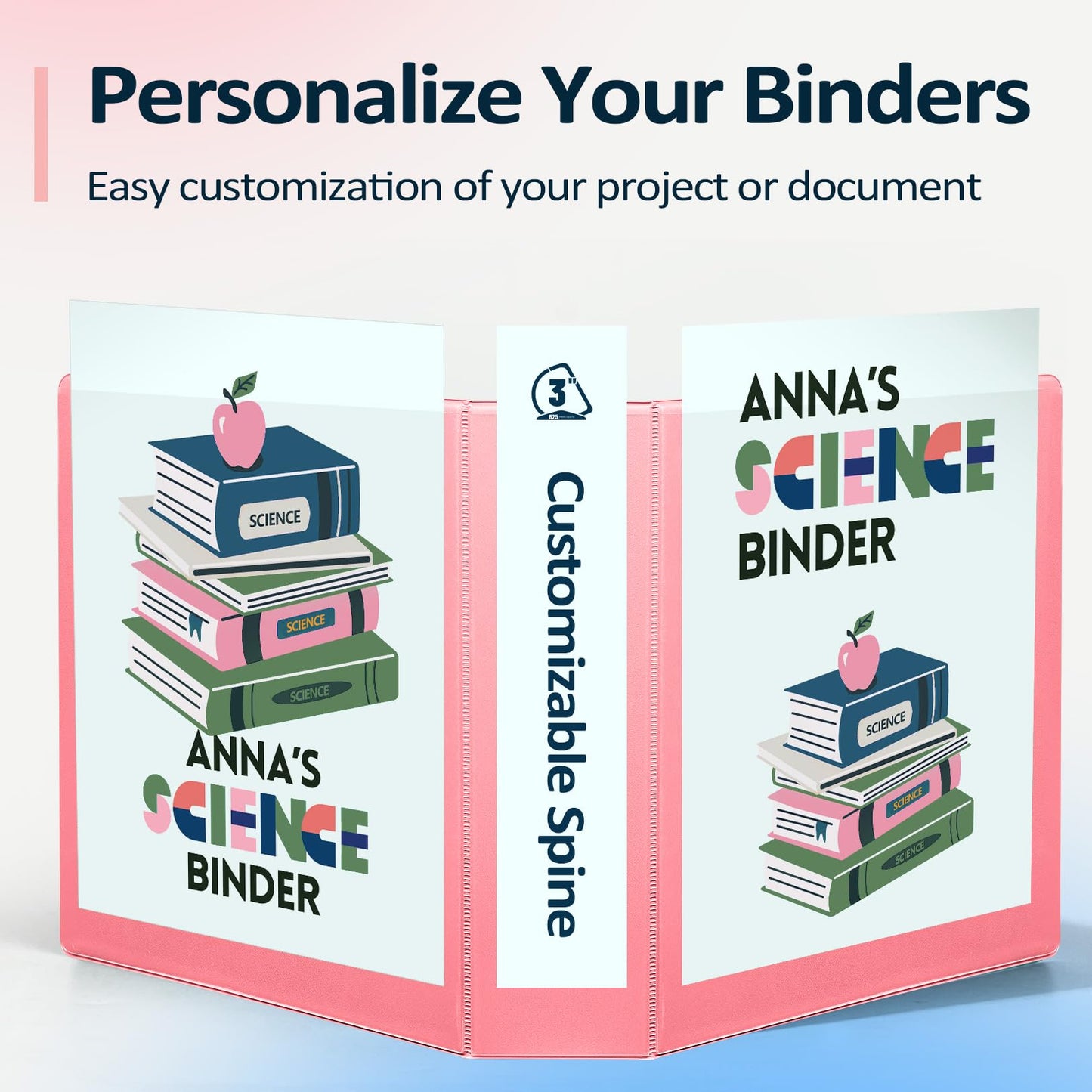 BinderX Extra Durable 3 Inch 3 Ring Binder, D-Ring Large Binder, Holds 670 Sheets of 8.5x11 Paper, Customizable View Cover with Inside Pocket, Heavy Duty 3 Ring Binders for School, White