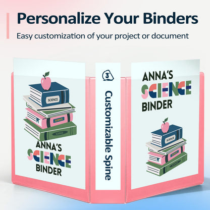 BinderX Extra Durable 3 Inch 3 Ring Binder, D-Ring Large Binder, Holds 670 Sheets of 8.5x11 Paper, Customizable View Cover with Inside Pocket, Heavy Duty 3 Ring Binders for School, White
