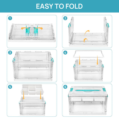 Vtopmart 24 QT Clear Plastic Craft Organizer with Removable Trays and Dividers, Storage Box for Coloring Books, Modeling Clay, Molds and Art Supplies, 1 Pack