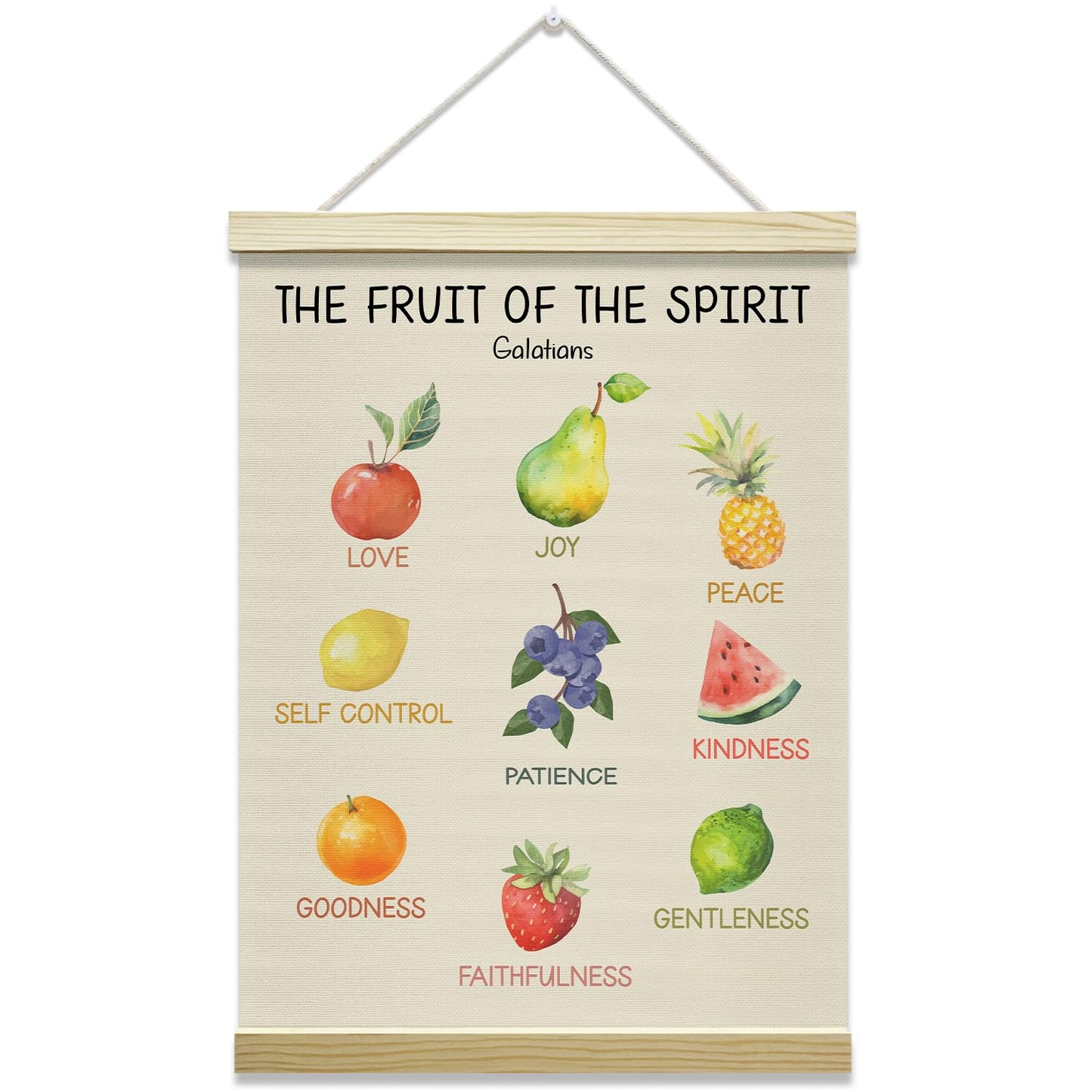 The Fruit Of The Spirit Poster Hanger Frame, Mental Health Christian Posters Canvas Wall Art for Classroom Therapy Office Room Decor, 12x16 Inches -022