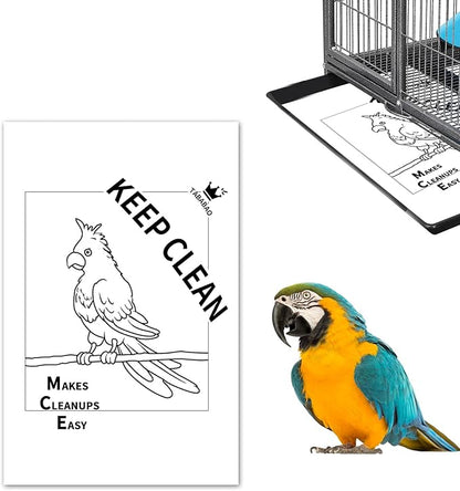 Bird Cage Paper Liners, 100pcs Disposable Pre-Cut Large Liners for Parrot, Parakeet, Conure, Cockatiel, 17 X 11 inch, White