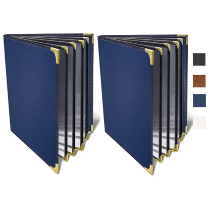 Premium Leather Restaurant Menu Covers 8.5x11 Inch (Set of 2), 4 Page 8 View, Elegant Durable Menu Holder for Upscale Dining, Restaurants, Hotels & Events