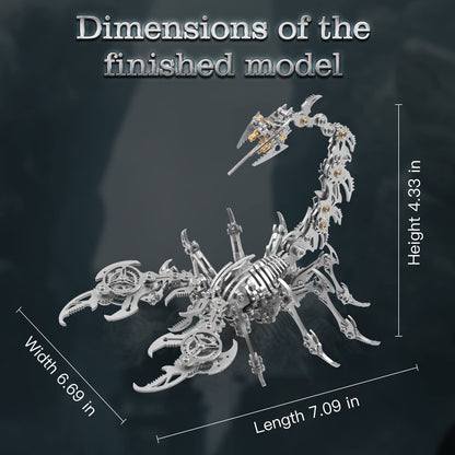 Metalkitor Scorpion 3D Metal Puzzles Kits for Adults Teens – 454 Pcs – Mechanical Assembly Models – 4 Hours to Build – Ideal for Gifts and Decorations (Silver)