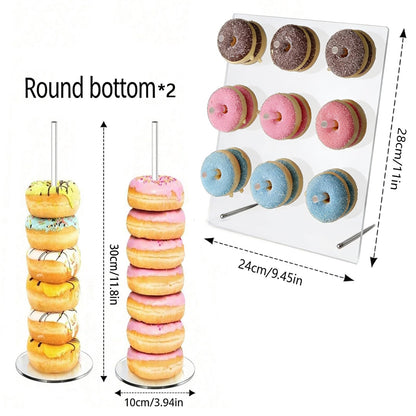 Hazyore Transparent Donut, 3 Piece Set Transparent Donut, Holder Dessert Table Decoration Prop, Perfect For Parties Wedding Christmas Birthday & New Year