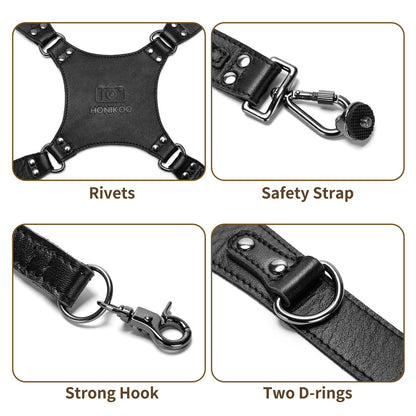Honikoo Dual Camera Harness for 2 Cameras Leather Camera Shoulder Strap for DSLR/SLR Camera Straps for Photographers Camera Gear