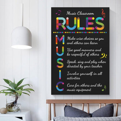 LINWDSB Music Classroom Rules Posters Musical Education Decor Primary School Middle And High Decorations Or Homeschool Unframe style-3 16x24inch(40x60cm)